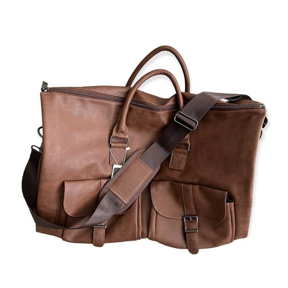 Seyfocnia Other - Seyfocnia PU leather convertible travel garment duffle bag in brown